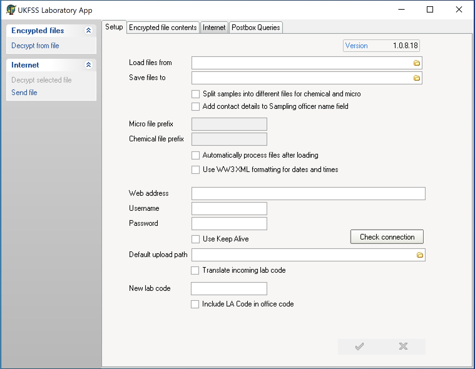 EncExtract showing a blank configuration screen